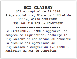 annonce legale exemple liquidation